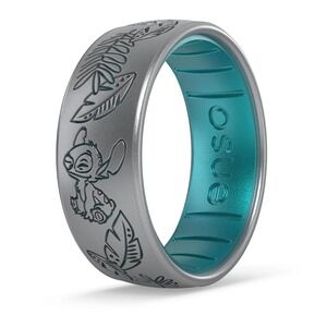 Enso‎ Rings Disney Silicone Rings - Stitch Kiss - Silver/Peacock Quartz - Size 7